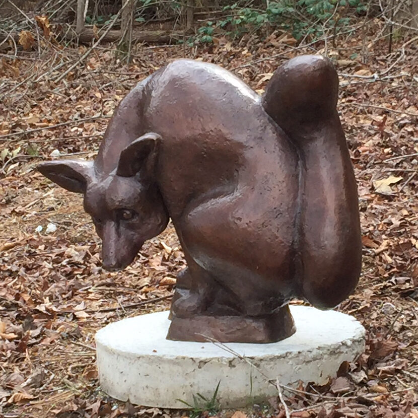Pooping Fox sculpture